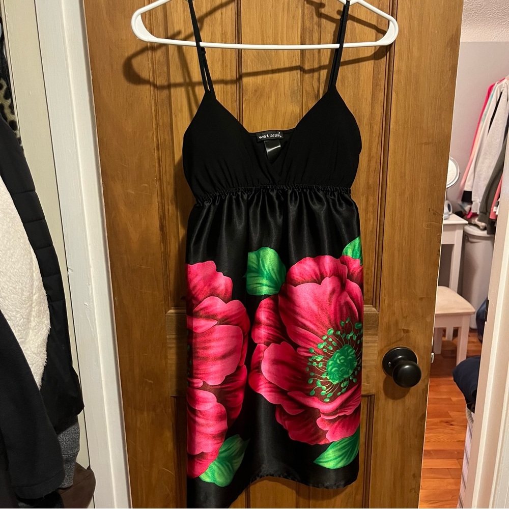 Satin floral dress